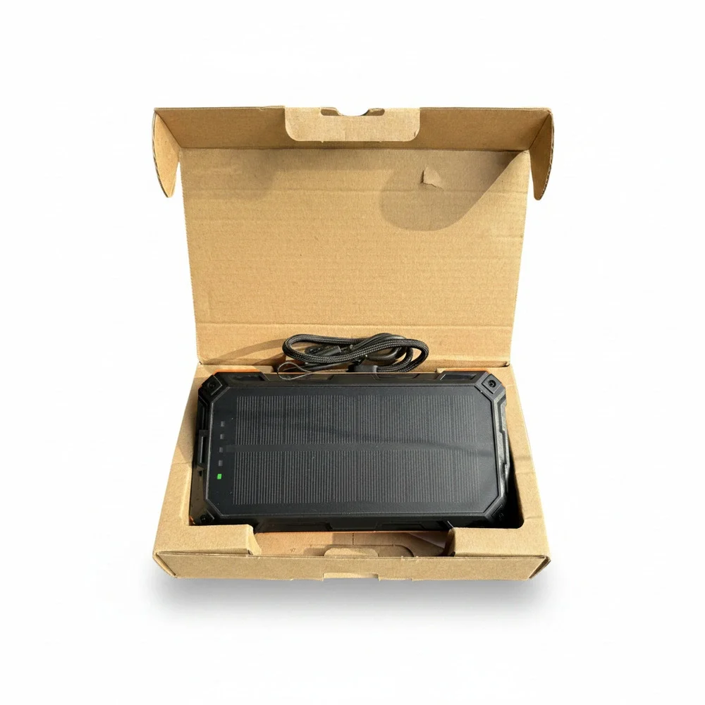 Wongkuo Black & Orange Solar Power Bank with Wireless Charging